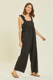 HEYSON Full Size Ruffled Strap Back Tie Wide Leg Jumpsuit - Trendsi - Flyclothing LLC