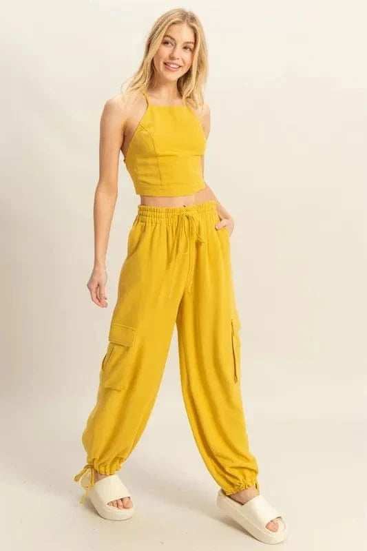 HYFVE Crop Top and Cargo Pants Set - Trendsi - Flyclothing LLC