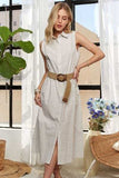 ADORA Striped Button Down Sleeveless Midi Dress - Trendsi - Flyclothing LLC