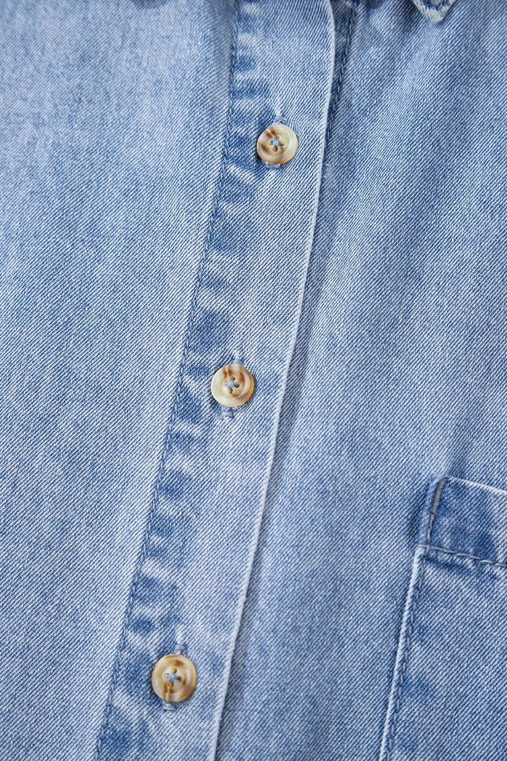 Button Down Short Sleeve Denim Dress - Trendsi - Flyclothing LLC