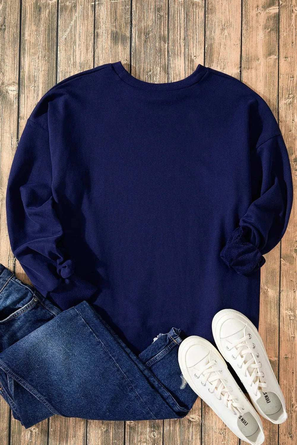 High-Low Round Neck Long Sleeve Sweatshirt - Trendsi - Flyclothing LLC