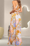 Tied Printed Grecian Sleeveless Maxi Dress - Trendsi - Flyclothing LLC