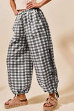 SO ME Plaid Elastic Waist Balloon Pants - Trendsi - Flyclothing LLC
