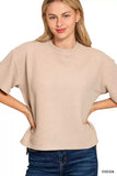 Zenana Full Size Double Knit Side Slits Hi Low Short Sleeve Top Plus Size - Trendsi - Flyclothing LLC