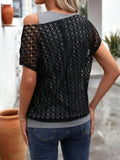 Lace Short Sleeve Fake Two Piece T-Shirt - Trendsi - Flyclothing LLC