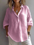 Collared Neck Long Sleeve Shirt - Trendsi - Flyclothing LLC