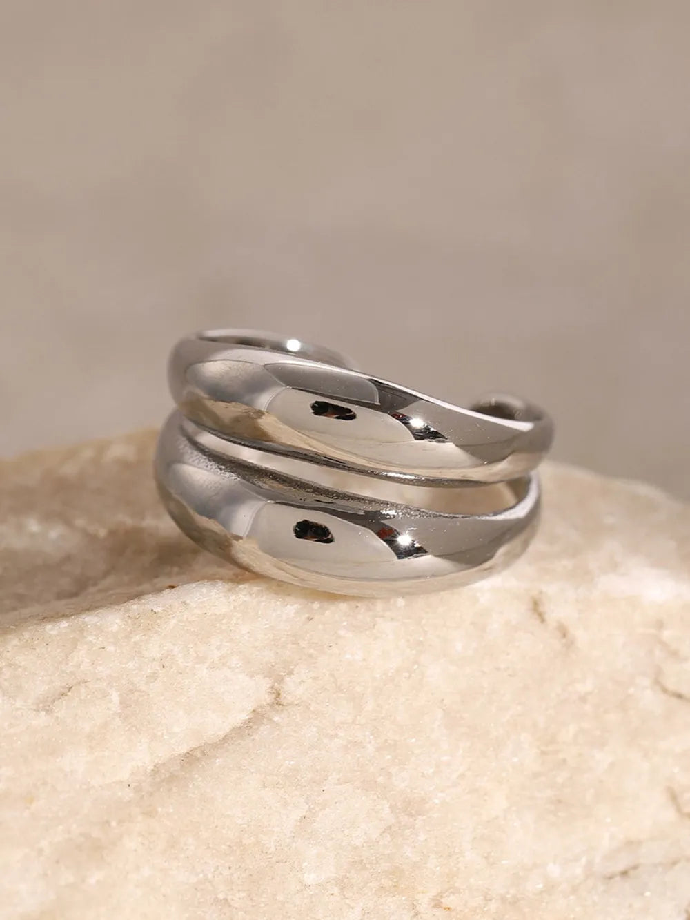 Stainless Steel Double-Layered Ring - Trendsi - Flyclothing LLC