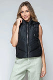 Snobbish Zip Up Quilted Hooded Vest - Trendsi - Flyclothing LLC