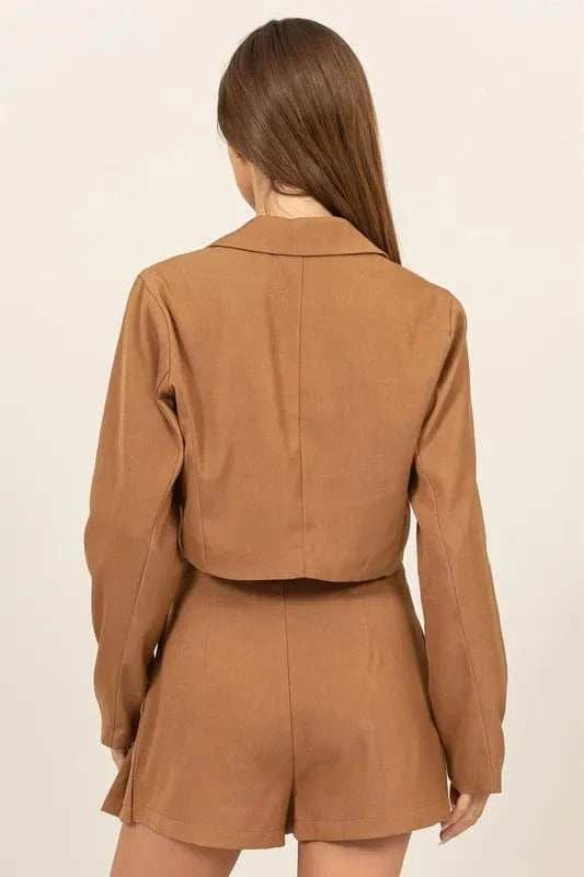 HYFVE Cropped Button-Down Blazer - Trendsi - Flyclothing LLC
