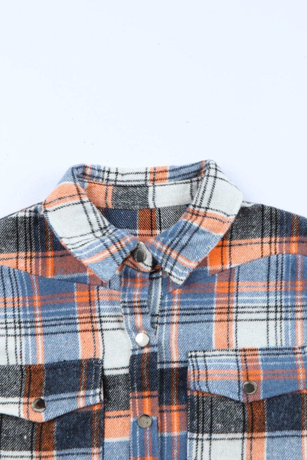 Plaid Collared Neck Long Sleeve Shirt - Trendsi - Flyclothing LLC