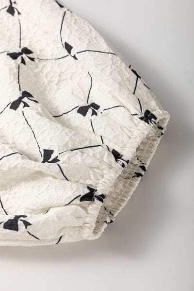 Bow Print Tie Neck Half Sleeve Dress - Trendsi - Flyclothing LLC