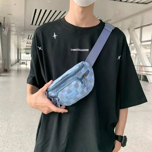 Checkered Adjustable Strap Nylon Crossbody Bag - Trendsi - Flyclothing LLC