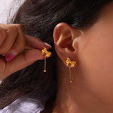 Titanium Steel Bow Earrings - Trendsi - Flyclothing LLC