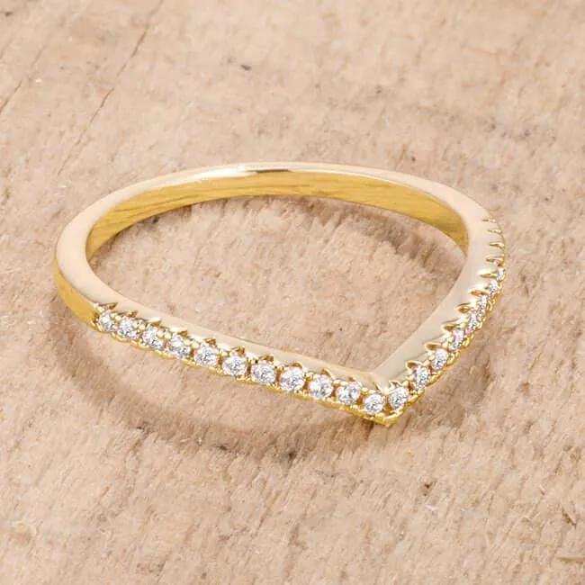 .22Ct Goldtone Chevron Ring with CZ - JGI - Flyclothing LLC