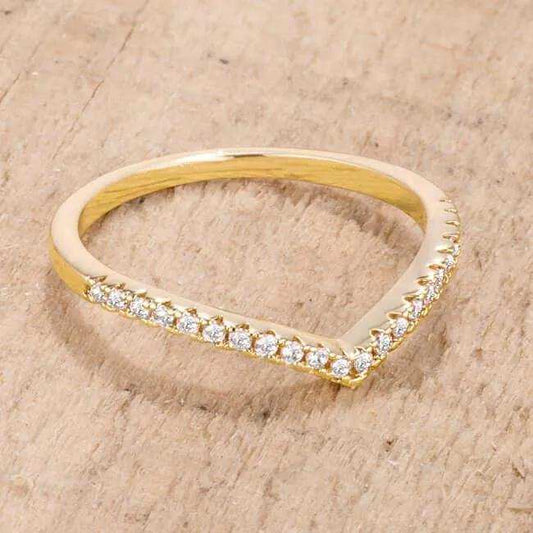 .22Ct Goldtone Chevron Ring with CZ - JGI - Flyclothing LLC