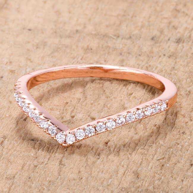 .22Ct Rose Goldtone Chevron Ring with CZ - JGI - Flyclothing LLC
