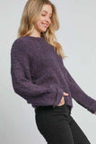 Umgee Full Size Round Neck Long Sleeve Boucle Sweater Plus Size - Trendsi - Flyclothing LLC