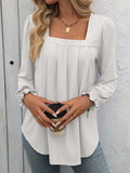 Square Neck Long Sleeve Top - Trendsi - Flyclothing LLC