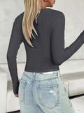 V-Neck Long Sleeve T-Shirt - Trendsi - Flyclothing LLC