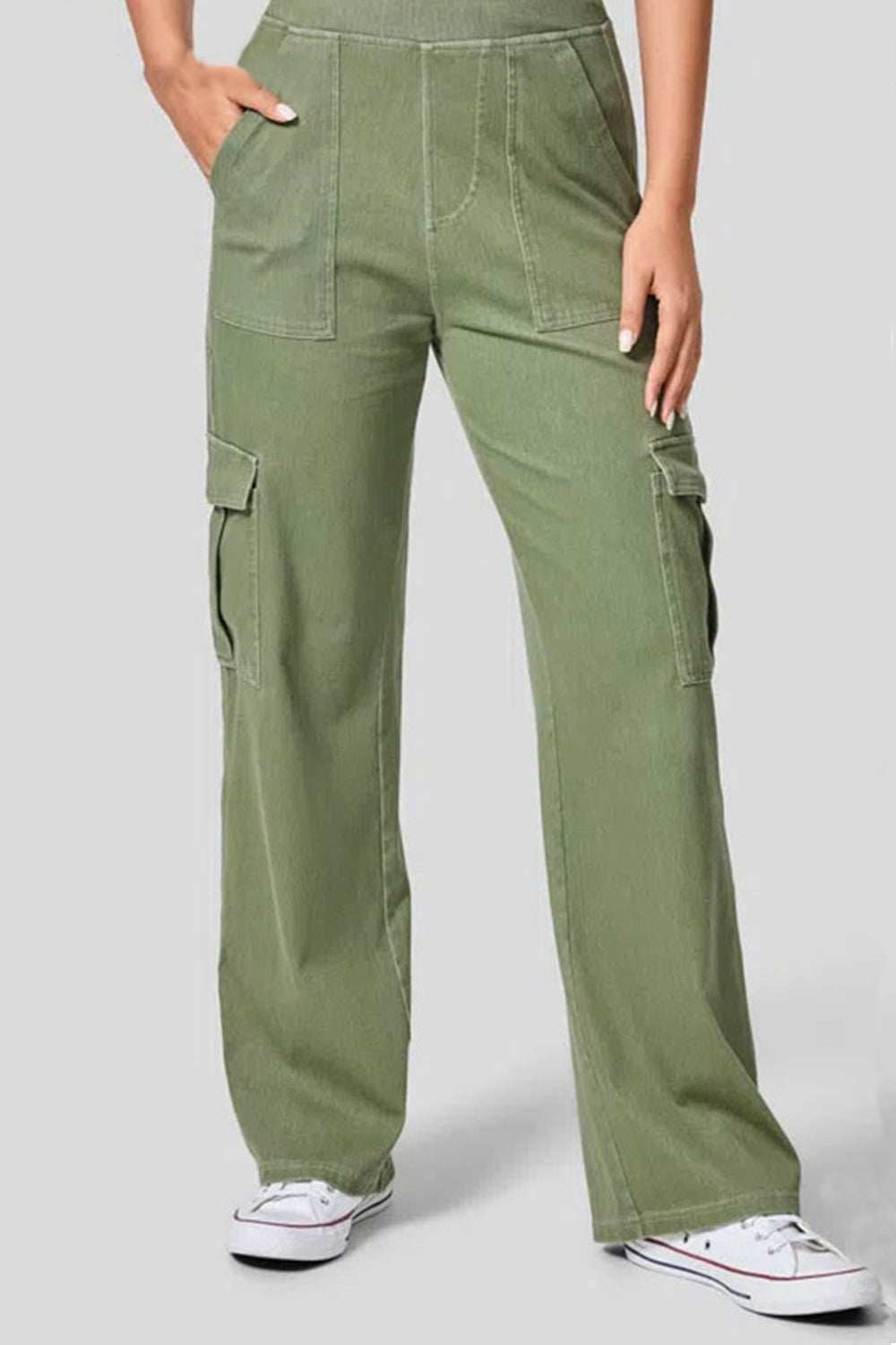 High Waist Straight Leg Cargo Jeans - Trendsi - Flyclothing LLC