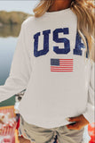 US Flag Corded Long Sleeve Sweatshirt - Trendsi - Flyclothing LLC