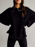 Round Neck Long Sleeve Sweater - Trendsi - Flyclothing LLC