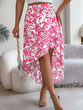 High-Low Printed High Waist Skirt - Trendsi - Flyclothing LLC