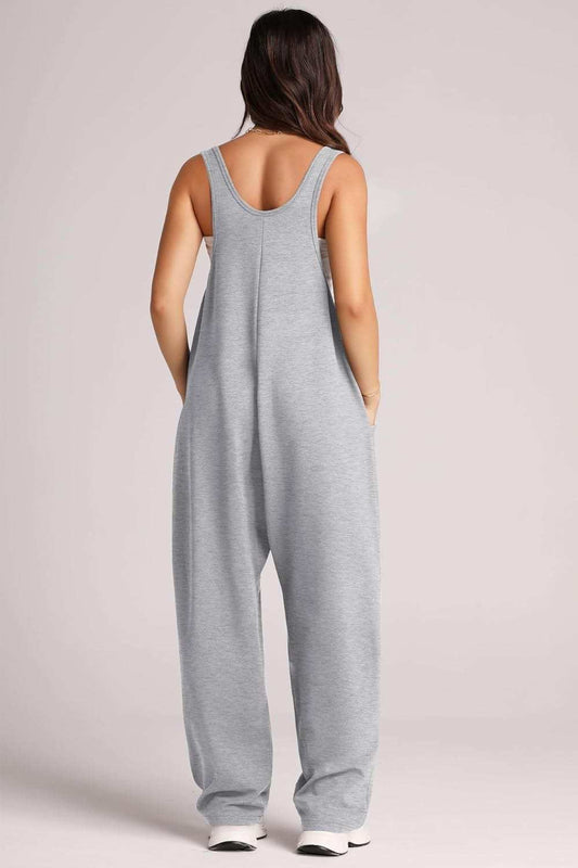 Lovelet V-Neck Wide Strap Overalls - Trendsi - Flyclothing LLC