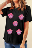 Cowboy Hat Disco Ball Patched Round Neck T-Shirt - Trendsi - Flyclothing LLC