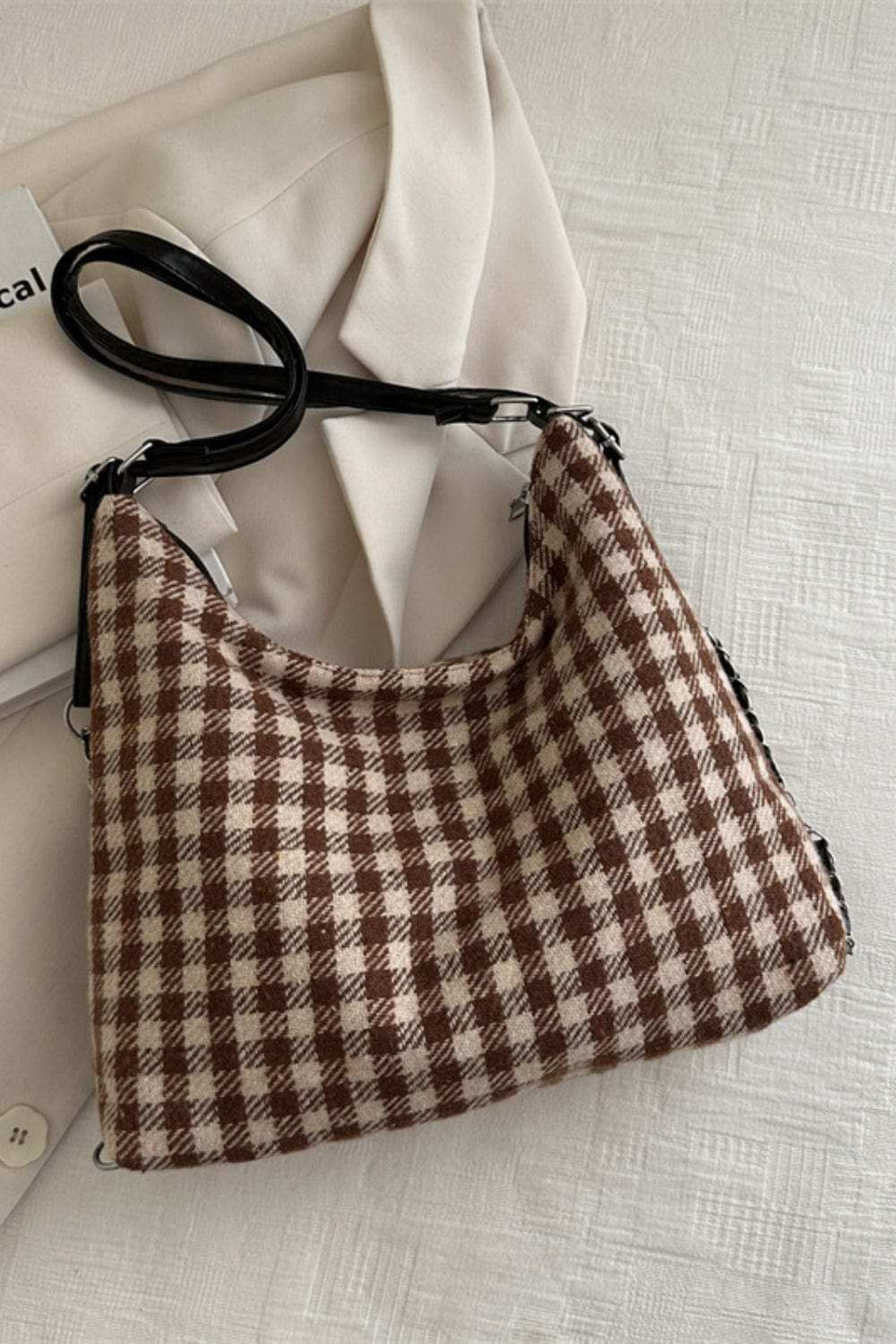 Plaid Adjustable Strap Handbag - Trendsi - Flyclothing LLC