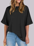 Round Neck Half Sleeve T-Shirt - Trendsi - Flyclothing LLC