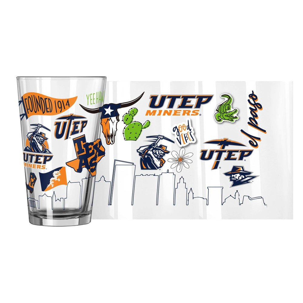 UTEP 16oz Native Pint Glass - Logo Brands - Flyclothing LLC