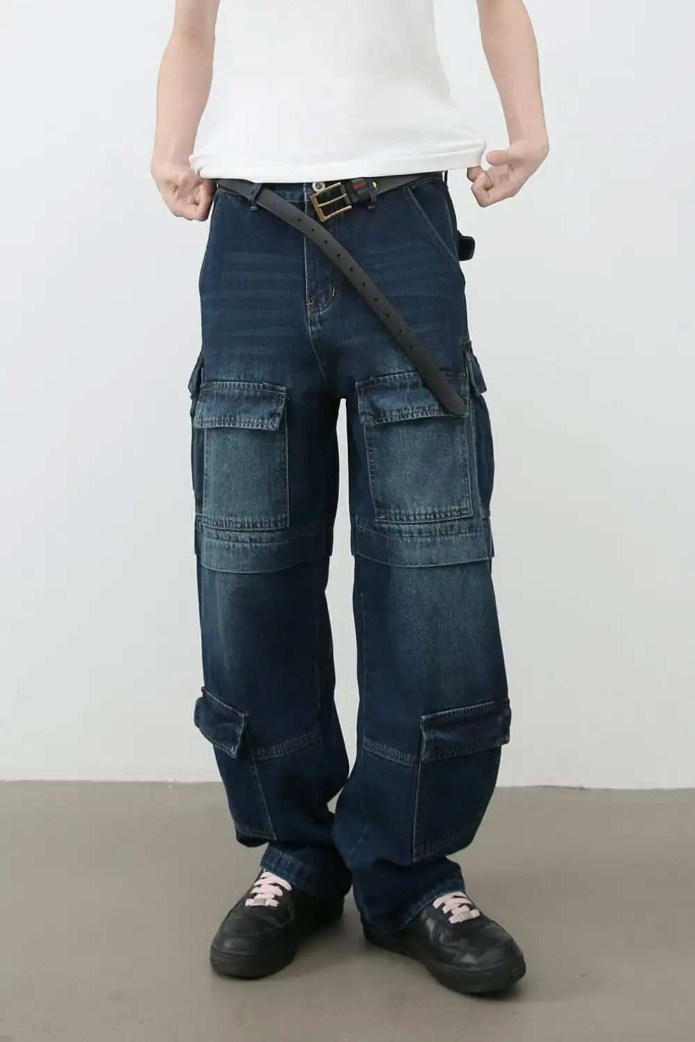 Men's Mid Rise Jeans with Cargo Pockets - Trendsi - Flyclothing LLC