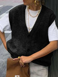 Button-Front Sweater Vest - Trendsi - Flyclothing LLC