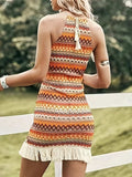 Full Size Fringe Grecian Neck Dress - Trendsi - Flyclothing LLC