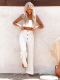 Full Size Decorative Button High Waist Pants - Trendsi - Flyclothing LLC