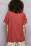 POL Ribbed Knit V-Neck Short Sleeve T-Shirt with Side Slit - Trendsi - Flyclothing LLC