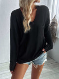 Double Take Pocketed Textured V-Neck Long Sleeve T-Shirt - Trendsi - Flyclothing LLC