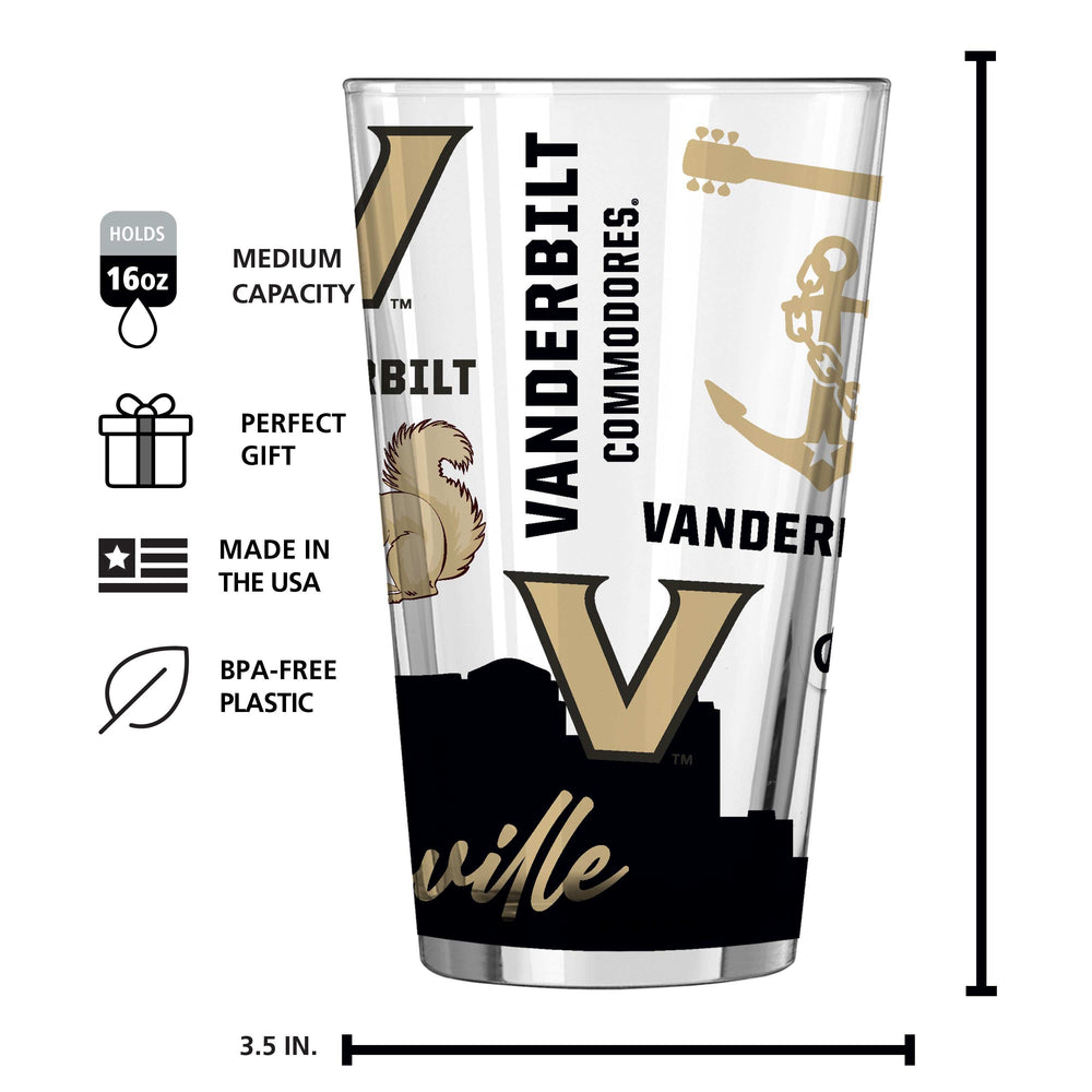 Vanderbilt 16oz Native Pint Glass - Logo Brands - Flyclothing LLC