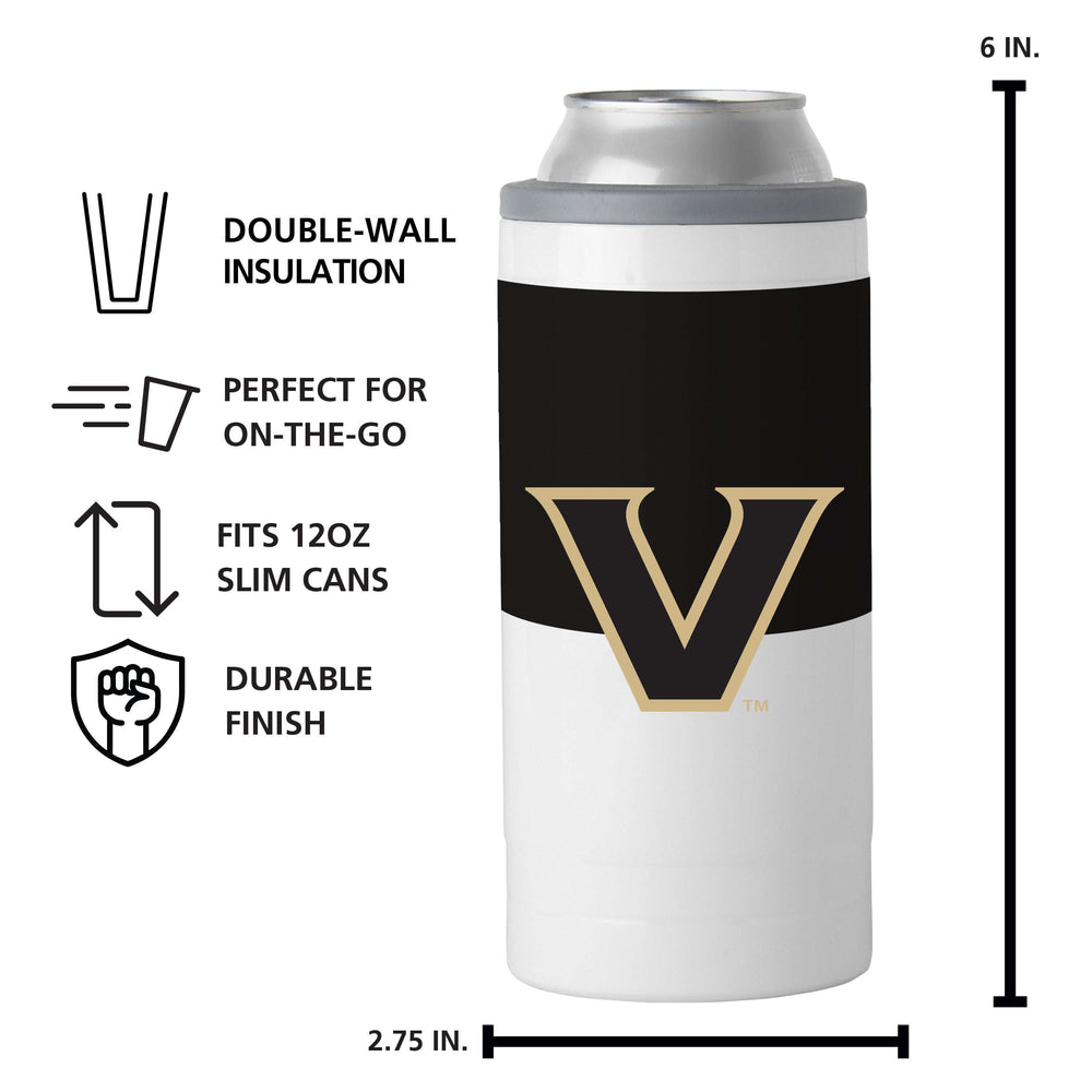 Vanderbilt Colorblock 12oz Slim Can Coolie - Logo Brands - Flyclothing LLC