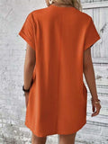 Pocketed Round Neck Short Sleeve Dress - Trendsi - Flyclothing LLC
