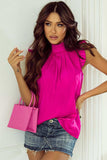 Ruffled Mock Neck Cap Sleeve Blouse - Trendsi - Flyclothing LLC