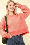 VERY J Exposed Seam Cropped Striped Slit Sweater - Trendsi - Flyclothing LLC