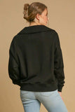 Umgee Johnny Collar Dropped Shoulder Sweatshirt - Trendsi - Flyclothing LLC