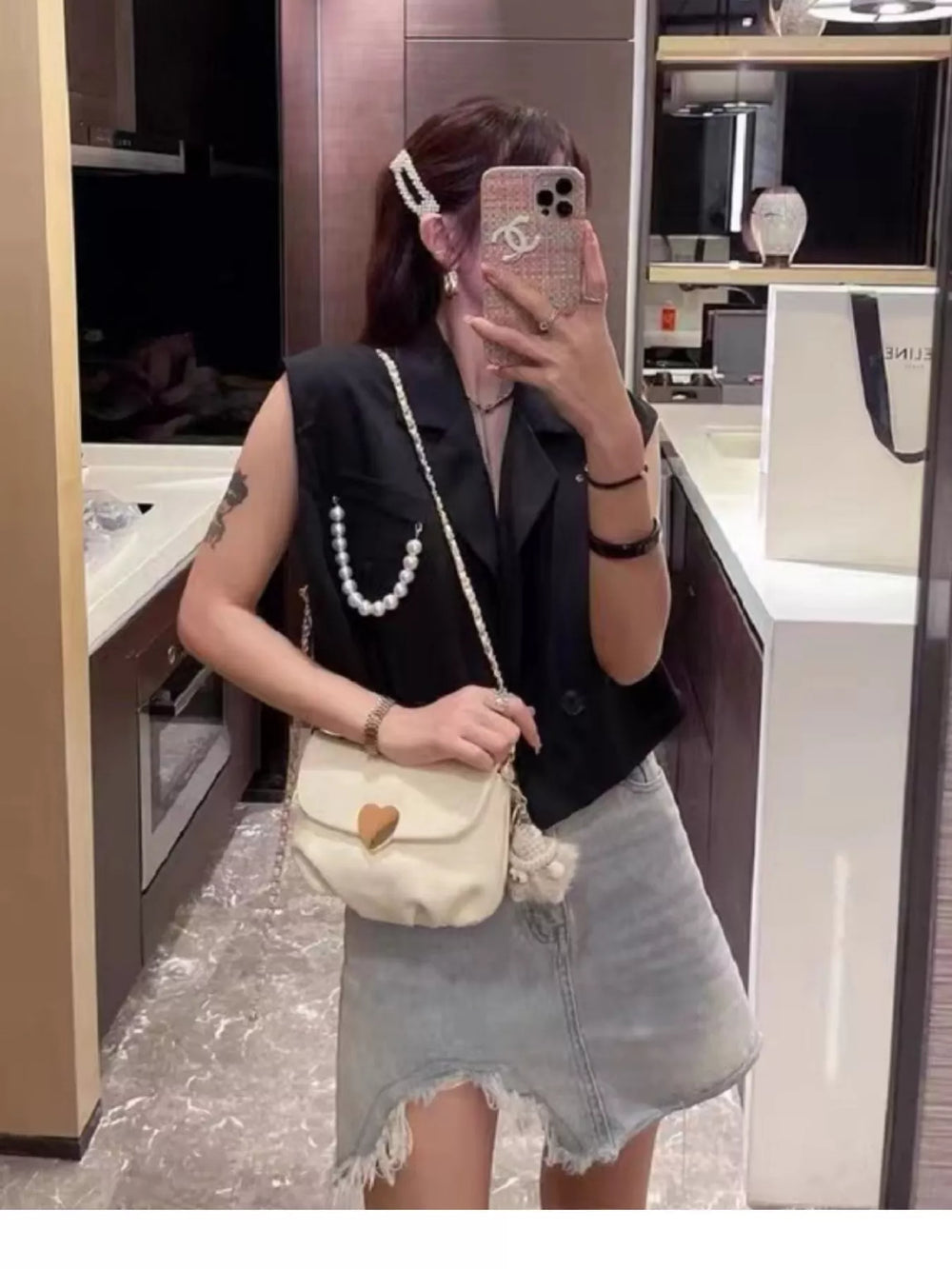 Heart Buckle Chain Crossbody Bag - Trendsi - Flyclothing LLC