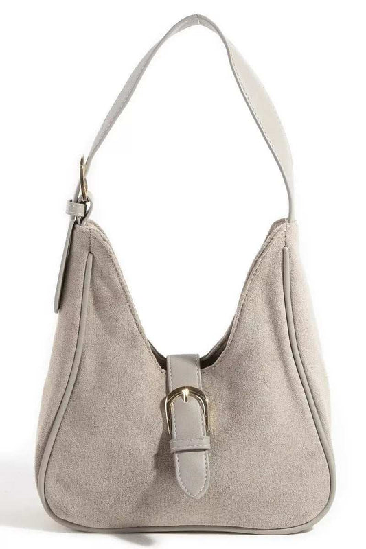 Fame Buckle Accent Faux Suede Hand Bag - Trendsi - Flyclothing LLC