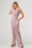 GeeGee Printed Tie Shoulder Wide Leg Jumpsuit - Trendsi - Flyclothing LLC