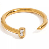 Stainless Steel Zircon Open Ring - Trendsi - Flyclothing LLC