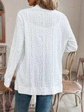 Pocketed Eyelet Open Front Cover Up - Trendsi - Flyclothing LLC