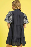 Umgee Tiered Embroidered Puff Sleeve Mini Dress - Trendsi - Flyclothing LLC